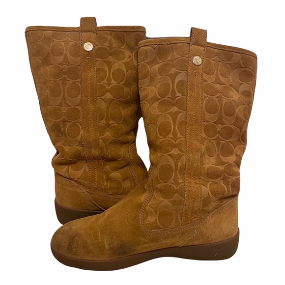 Coach Suede Signature Tulip Winter Boots - Tan - Picture 9 of 13
